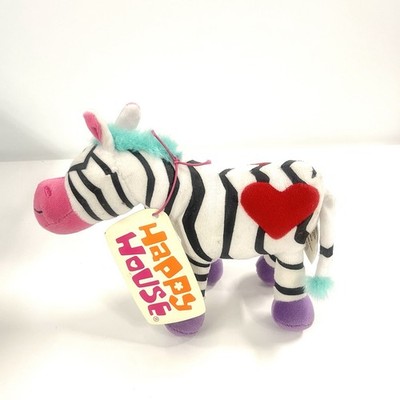 Happy House Zebra Plush 8in Stuffed Animal Heart Detail w/ Original Tag