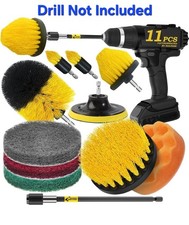 Drill Brush Attachment Set Power Scrubber Cleaning Kit w/ Brushes, Pads Ext.