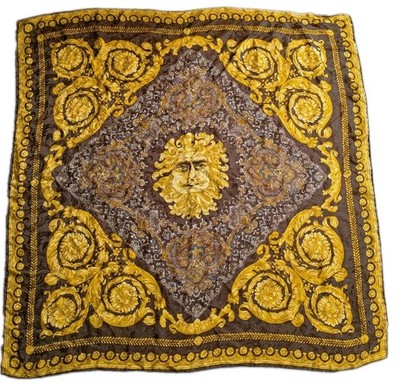 Vintage italienische Seide Barock Gold Neo Klassisch Quadrat Schal 34''