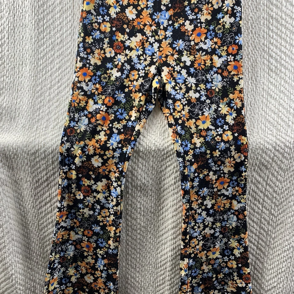 No Boundaries 花卉黑色喇叭打底裤 S 码 3-5 喇叭超柔软喇叭底 — 第 3/4 张图片