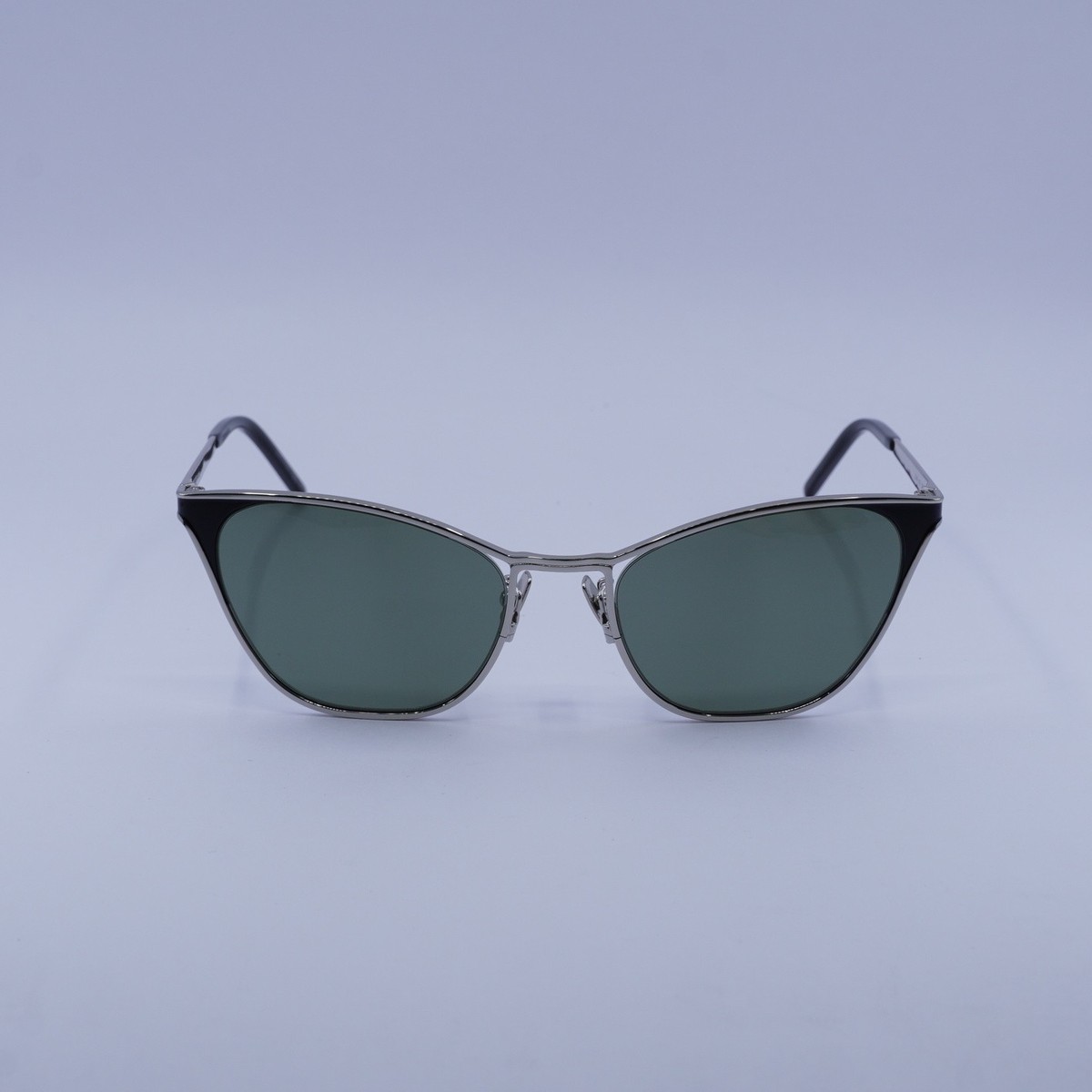 NEW SAINT LAURENT SUNGLASSES, SL409 003 SILVER WOMEN EYEWEAR SL 409 003 Saint Laurent SL409 003 Silver/Green 55-20-145 Sunglasses  main image 2