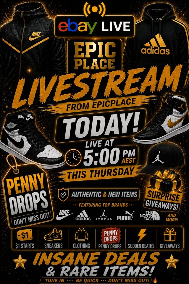 🔥EpicPlace - LIVESTREAM | Sneakers and Clothing | Penny Drops | $1 Starts✅
