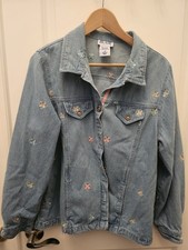 Blair Floral Embroidered Denim Jacket Size L Blue Jean Grannycore Vintage