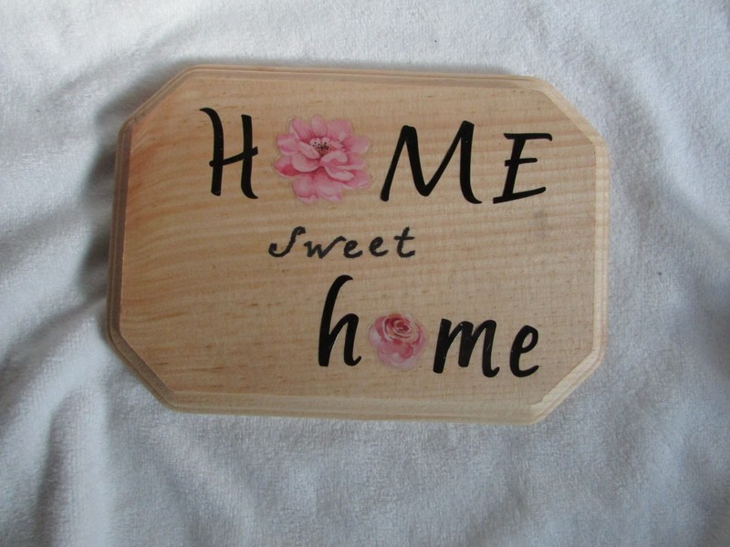 Small Home Sweet home sign wood with black letters and roses