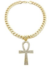 EGYPTIAN ANKH PENDANT WITH 11mm 24" CUBAN CHAIN