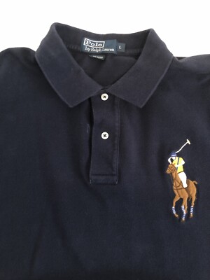 Vintage Polo by Ralph Lauren Big Color Pony Logo #3 Navy Blue Mens