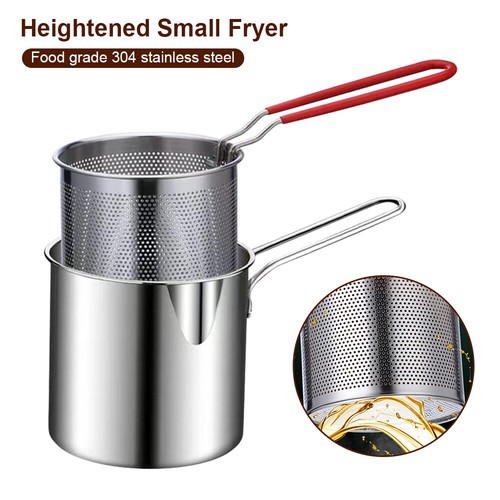 Portable Fryer Pot Frying Stainless Steel Oil-Saving Fryer With Strainer Basket - Picture 16 of 24