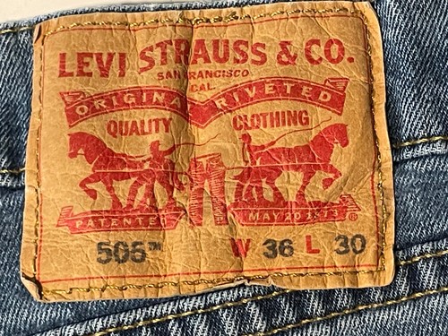 Levi's Jeans Hombre 34 x 30 505 Recto Desgastado Trabajo Azul - Imagen 6 de 15