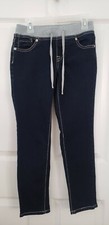 Girls Justice Super Skinny Jeans with Elastic Waistband Size 8 1/2 Dark Blue