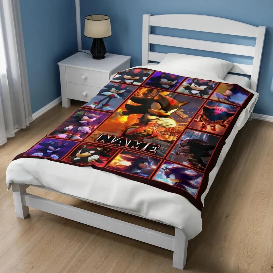 Custom Sonic The Hedgehog BlanketPersonalized Shadow Hedgehog Blanket Fleece