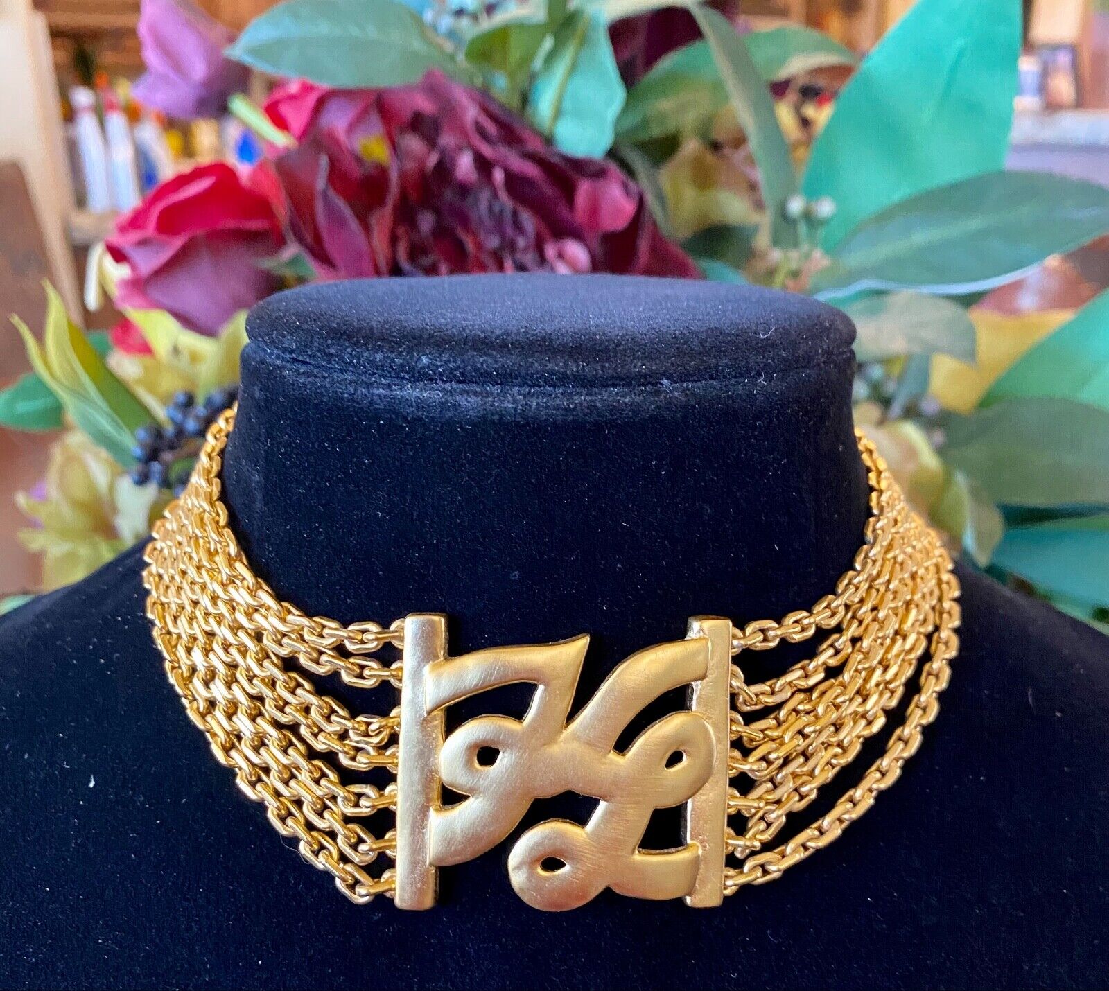 VINTAGE KARL LAGERFELD (CHANEL DESIGNER) RUNWAY LOGO COLLAR NECKLACE | eBay