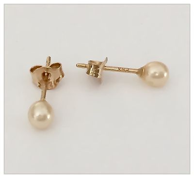 Boucles D'oreilles Puces - Perles Imitation Diamètre 10mm - Plaqué Or 18 Carats (Neuf)