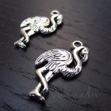 Flamingo 23mm Antiqued Silver Plated Pendant Charms C2624 - 10, 20 Or 50PCs