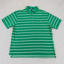 Ralph Lauren Shirt Adult 2XB Big Green Striped Short Sleeve Rugby Golf Polo Mens