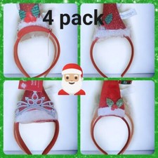 4 Pk Christmas Headbands  Holiday Party Headwear Unisex Costume Cosplay OSFM