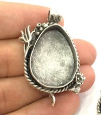 Flower Pendant Blank Bezel Base Setting Resin Antique silver plated G3563