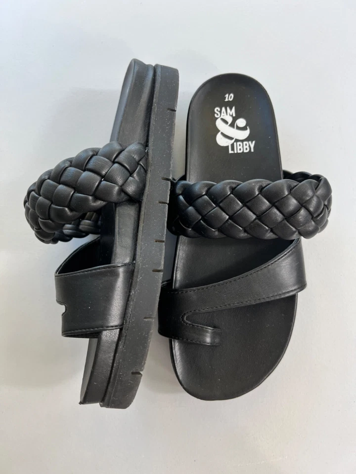 Sandalias negras con plantilla trenzada Sam & Libby Adelia para mujer talla 10 Foto 2 de 4