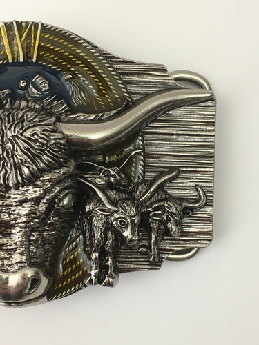 Cowboy Belt Buckle Texas Bull and Horses Western Belt Buckles - Picture 6 of 8