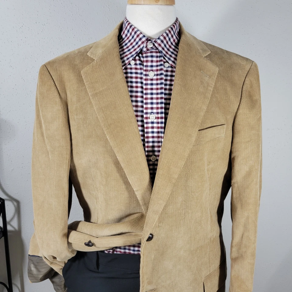 Abrigo Blazer Deportivo Hombre Dockers Dos Botones Beige Algodón Pana Talla 44L Foto 2 de 4