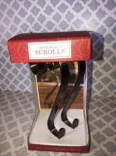 Haute Decor Mantle Stocking Scrolls - Hangers - Set of Two - Bronze. NIB