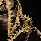 Antique heavy Gold Bronze metallic trim ruche ruffle lace high metal content 1"