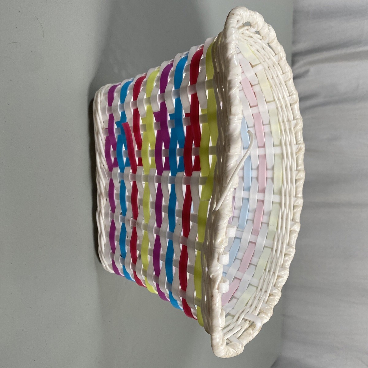 Pouf vintage en plastique tissé vert Ikea, années 1990