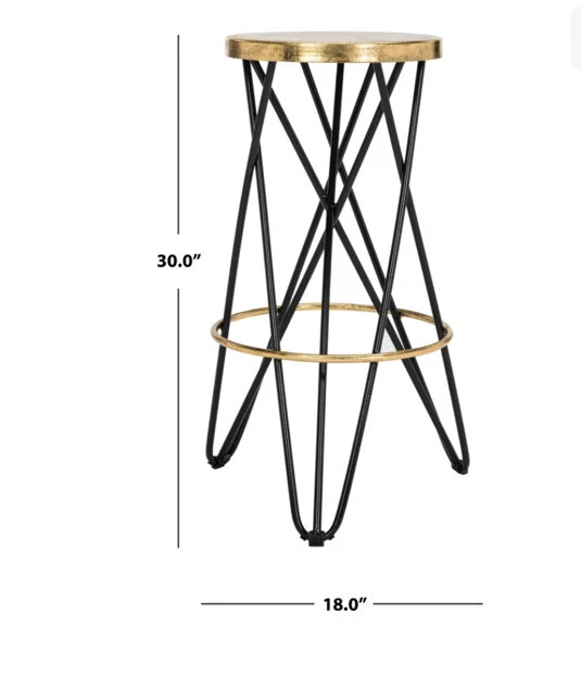 Safavieh Lorna Gold Leaf Bar Stool Black / Gold New With Tag Boxed “Other” @ - Image 2 of 4