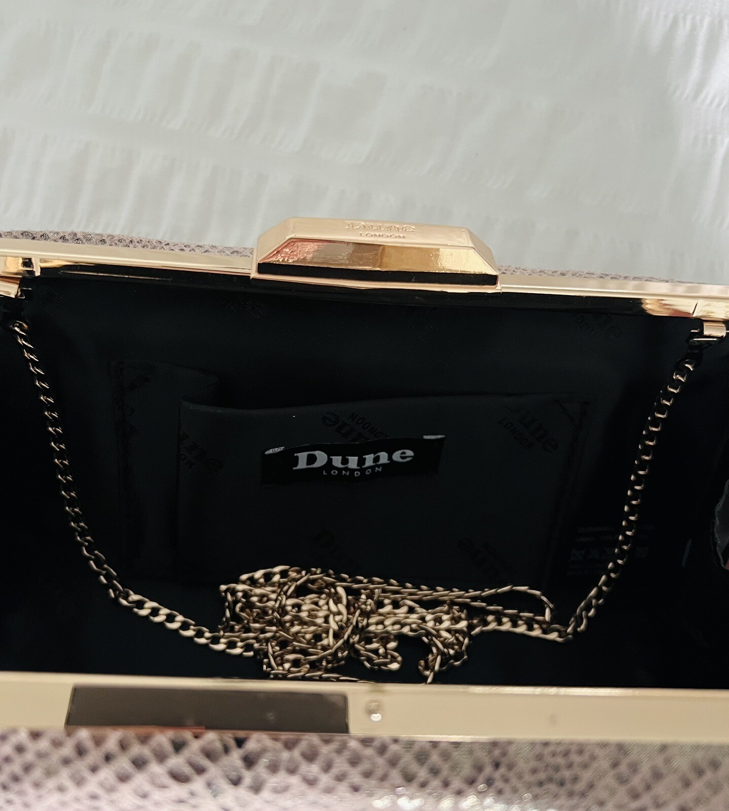Dune Clutch Bag with Gold Chain eBay