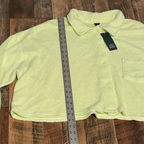 Wild Fable Green Crop Sweatshirt Top Size XXL Button Soft & Cozy Sweater NWT - Picture 6 of 15