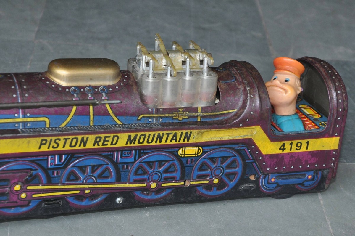 Vintage Battery Piston Red Mountain 4191 MT Trademark Litho Train