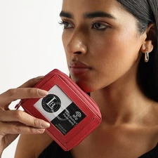 Mens Womens Leather Wallet Credit Card Holder RFID Blocking Zipper Pocket Purse