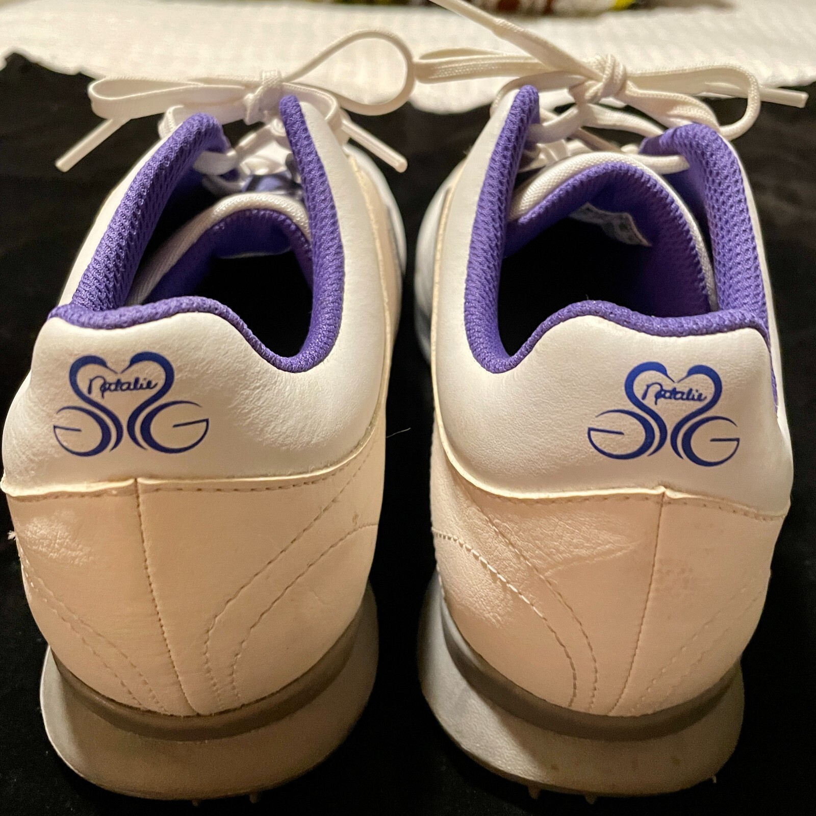 Adidas Women's Signature Natalie Golf Shoes 8.5 White Purple Sneakers