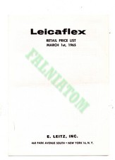 Vintage E. Leitz Leicaflex Retail Price List - March 1, 1965