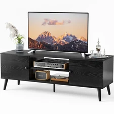 TV Stand (55 - 60in): Entertainment Center with 2 Cabinets for Storage