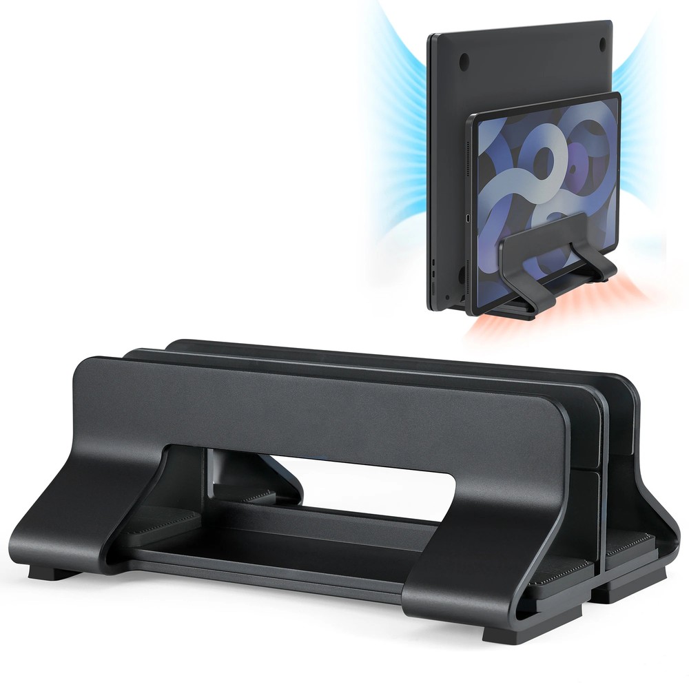 Adjustable Tool-Free Aluminum Vertical Laptop Stand 12-30mm