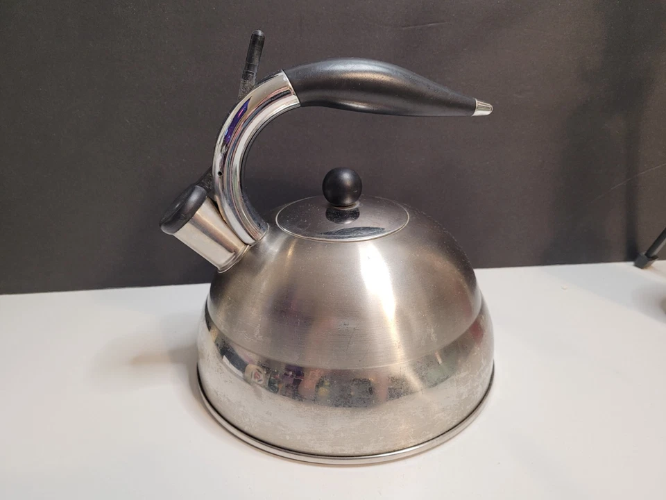 Hervidor de agua vintage MMI Kamenstein Corp acero inoxidable silbido colmena MCM Foto 3 de 4