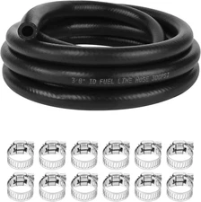 3/8" ID Fuel Line Hose 10FT + 12 Clamps NBR Rubber 300PSI for Automotive Systems