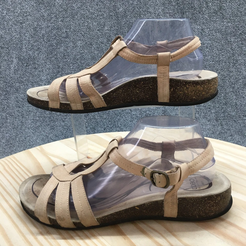 Abeo Sandals Womens 11 Bara Casual Comfort Strappy Slingback Flats Brown Leather - Image 2 of 4