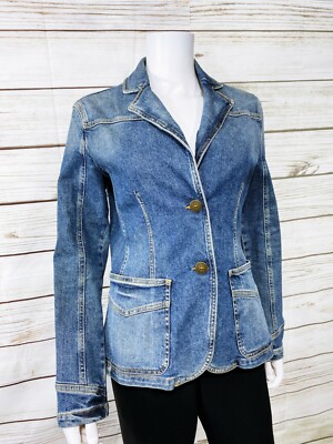 AJ Armani Jeans Womens Denim Jacket Size 8 Comfort Fit Blue