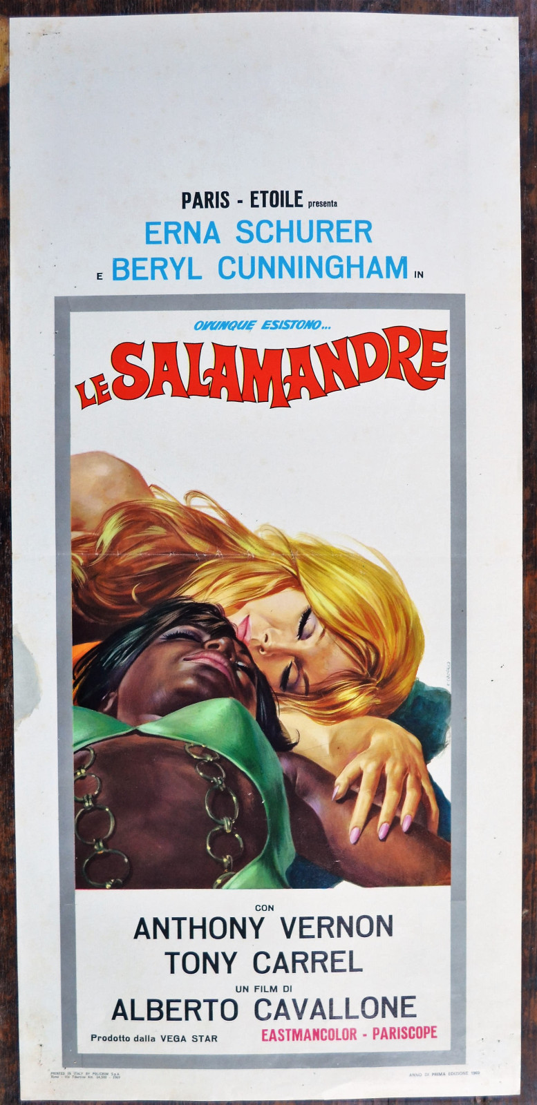 Locandina originale film Le salamandre (1969) - Regia di Alberto Cavallone
