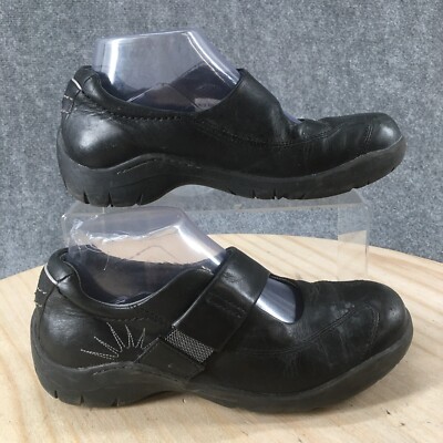 Dunham Shoes Womens 7 B Comfort Mary Jane Black Leather Hook And Loop Round Toe