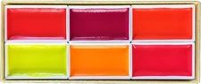 KISSHO GANSAI Japanese Watercolor Paint Vivid Fluorescent Accent 6 Colors JAPAN