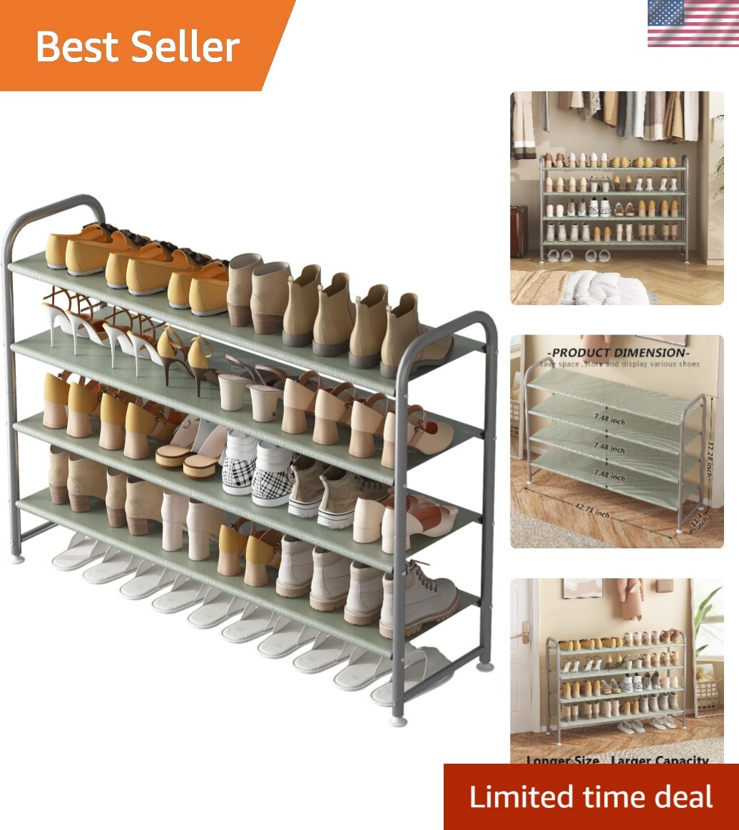 4-Tier Metal Shoe Rack - Dustproof Stylish Storage for Any Space-image