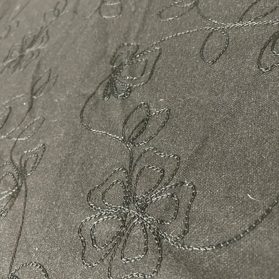 Fabric Lot 1 Yds 25 Ins 57 W Fall Suitings Black Embroidered Wool Blend - Image 4 of 4