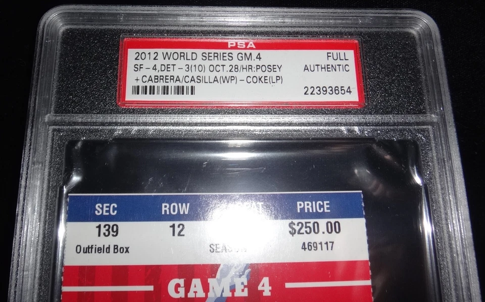 Juego 4 Serie Mundial 2012 "Giants 7th WS WIN Title" Boleto Completo Ajustado PSA Foto 3 de 3