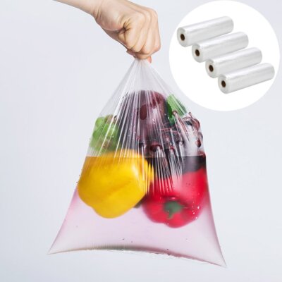 4 Rolls 12''x16'' 350 / Roll Clear Plastic Produce Bags Kitchen Food Storage Fruit