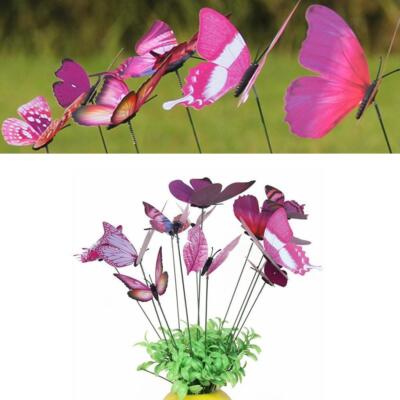 12 Stück Hinterhof Garten Pflanzgefäße Schmetterling Pfähle Rasen Dekor Ornamente