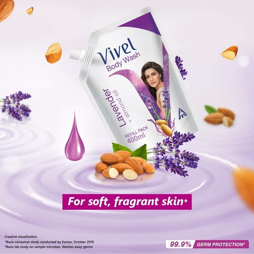 VIVEL Duschgel, Lavendel & Mandel Öl Dusche Creme, Weltweit - Bild 4 von 5