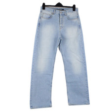 520 Jacquemus The Straight De-N mes Mid Rise Denim Jeans Light Blue/Tabac Sz 30