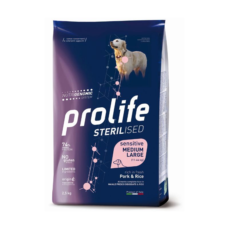 Prolife Cane Sterilised Sensitive Maiale e Riso 12kg Offerta Online